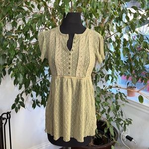 Free People Green Knit Top Size L
